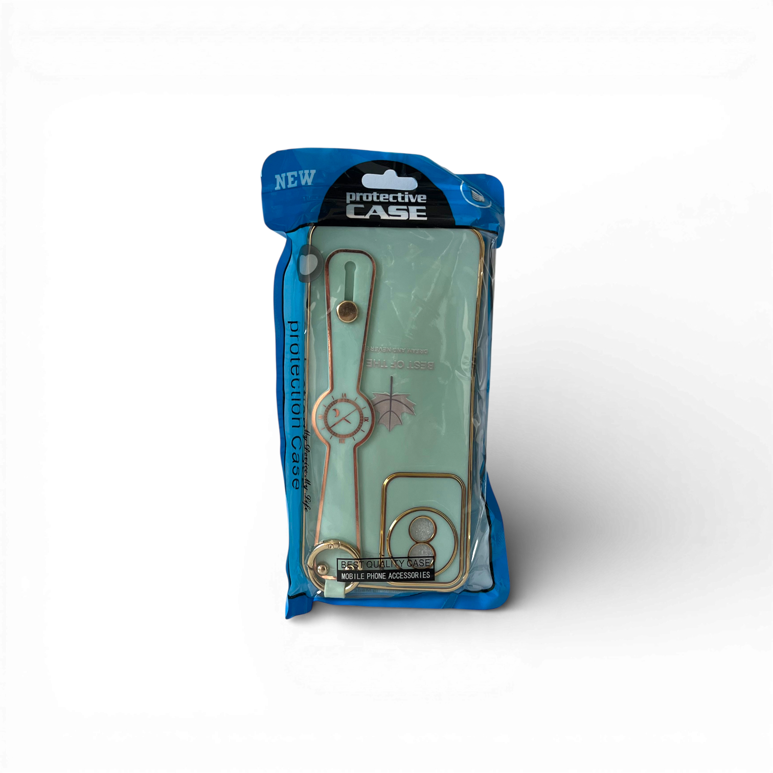 coque-de-protection-menthe-avec-dragonne-style-montre-et-details-dores