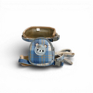 Harnais Sac à Dos à Carreaux "Petit Ours" avec Laisse Assortie